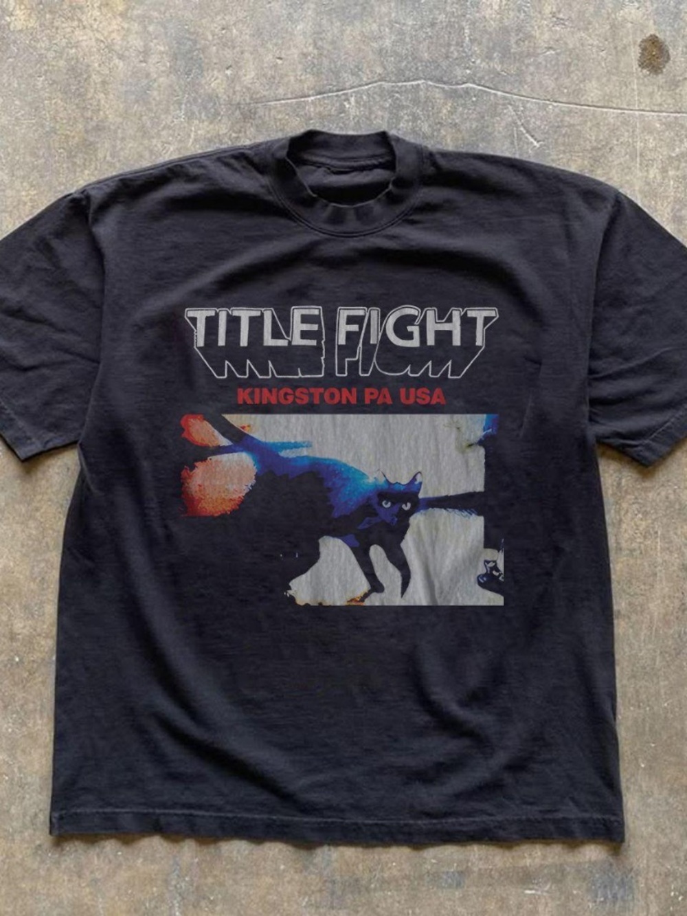 Gildan Black Title Fight Kingston PA USA Cat Graphic Tee
